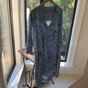 Blue Floral V-Neck Dress